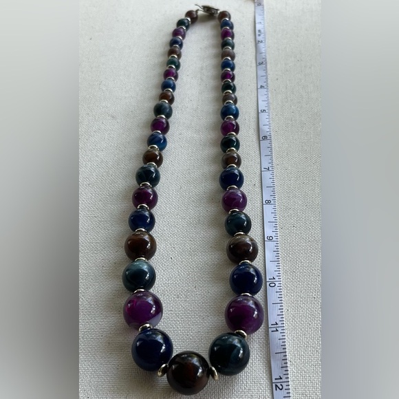 Multi-Color Polished Stone Bead Necklace - Picture 4 of 4